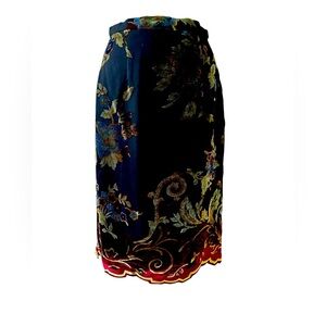 Alexia Admor Multi Color Floral Velvet Burnout Black Background Silk Blend 10